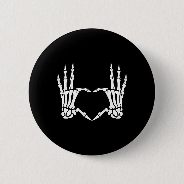 Skeleton Hands Heart Sign Retro Halloween Costume  2 Inch Round Button (Front)