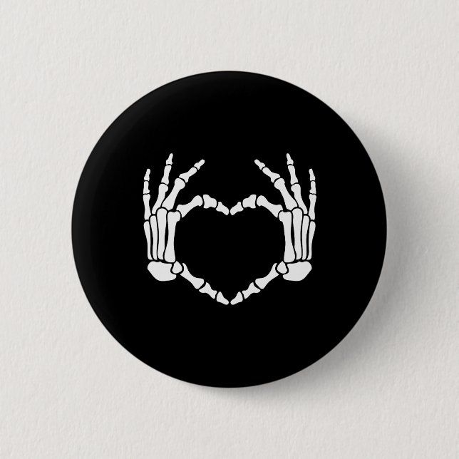 Skeleton Hands Heart Sign Retro Halloween Costume  2 Inch Round Button (Front)