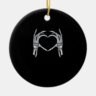 Skeleton Hands Heart Sign Retro Halloween Costume  Ceramic Ornament