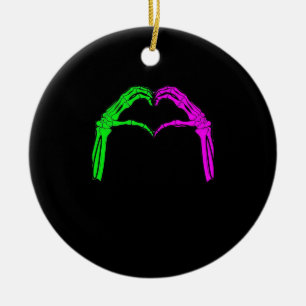 Skeleton Hands Heart Sign Retro Halloween Costume  Ceramic Ornament