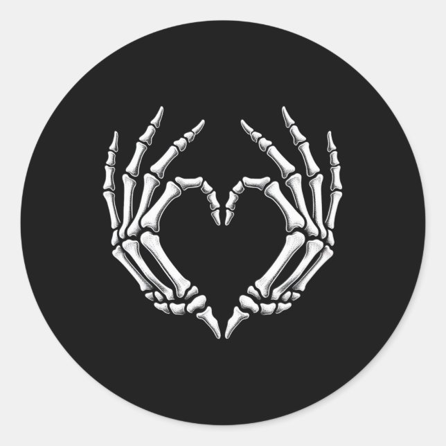 Skeleton Hands Heart Sign Retro Halloween Costume  Classic Round Sticker (Front)