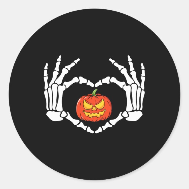 Skeleton Hands Heart Sign Retro Halloween Costume  Classic Round Sticker (Front)