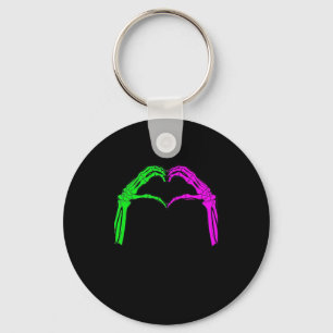 Skeleton Hands Heart Sign Retro Halloween Costume  Keychain