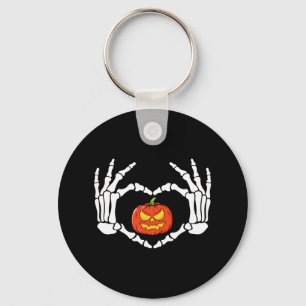 Skeleton Hands Heart Sign Retro Halloween Costume  Keychain
