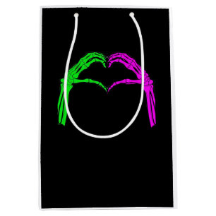 Skeleton Hands Heart Sign Retro Halloween Costume  Medium Gift Bag