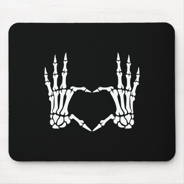 Skeleton Hands Heart Sign Retro Halloween Costume  Mouse Pad (Front)