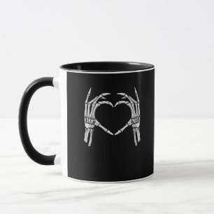 Skeleton Hands Heart Sign Retro Halloween Costume Mug