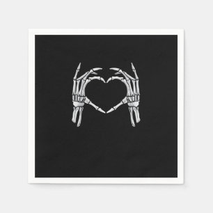Skeleton Hands Heart Sign Retro Halloween Costume  Napkin