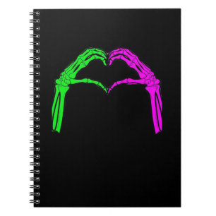 Skeleton Hands Heart Sign Retro Halloween Costume Notebook