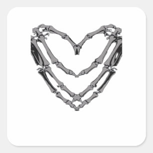 Skeleton Hands Heart Sign Retro Halloween Costume Square Sticker