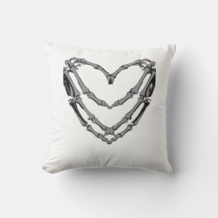 Skeleton Hands Heart Sign Retro Halloween Costume  Throw Pillow