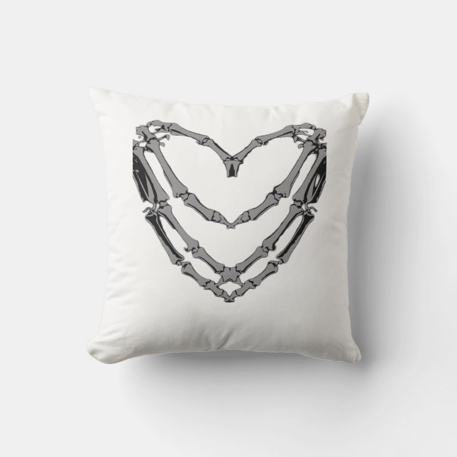 Skeleton Hands Heart Sign Retro Halloween Costume  Throw Pillow (Front)