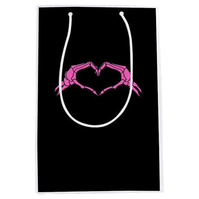 Skeleton Hands Heart Sign Retro Halloween Medium Gift Bag (Front)
