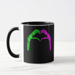 Skeleton Hands Heart Sign Retro Halloween Vintage  Mug