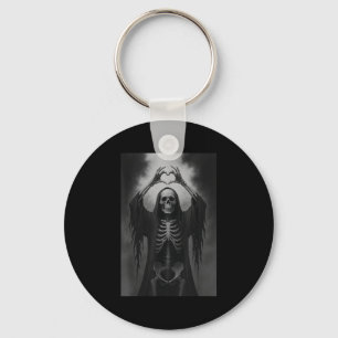 Skeleton Hands Heart Sign Scary Face Funny Hallowe Keychain