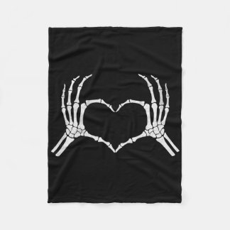 Skeleton Hands Heart Sign Vintage Halloween Costum Fleece Blanket