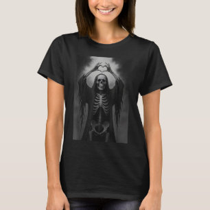 Skeleton Hands Heart Sign Y Face Funny Halloween C T-Shirt