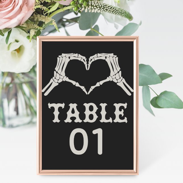Skeleton Hands Heart Wedding Table Number (Creator Uploaded)