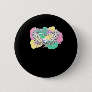 Skeleton Hands Heart With Abstract Coloured Backgr 2 Inch Round Button