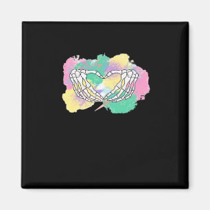 Skeleton Hands Heart With Abstract Coloured Backgr Magnet