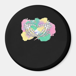 Skeleton Hands Heart With Abstract Coloured Backgr Magnet