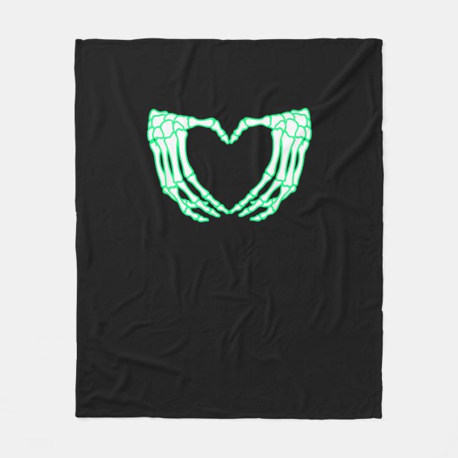 Skeleton Hands, Heart, Xray Halloween Costume Fleece Blanket (Front)