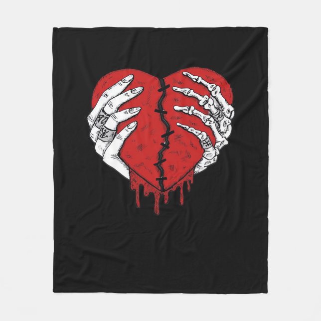 Skeleton Hands Hearts Classic Trending Fleece Blanket (Front)