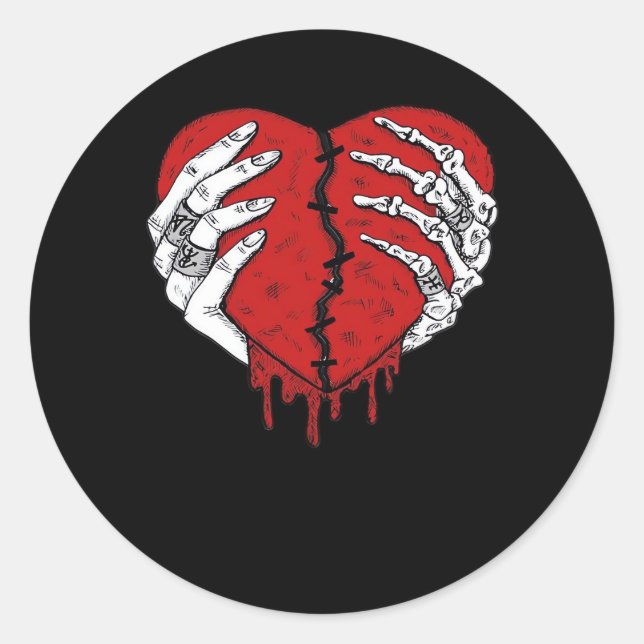Skeleton Hands Hearts Classic Trending Round Sticker (Front)