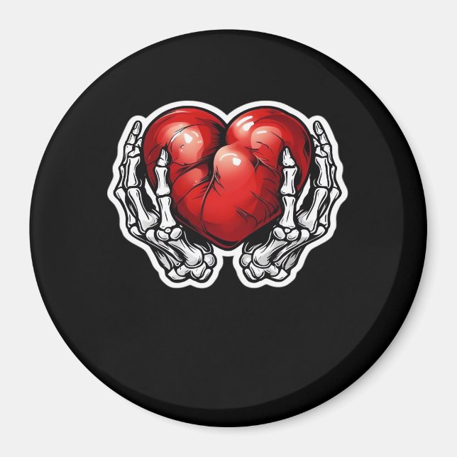 Skeleton Hands Hearts - Cute Halloween Magnet (Front)