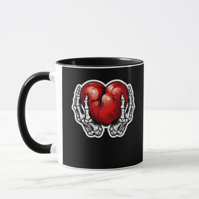 Skeleton Hands Hearts - Cute Halloween Mug (Left)