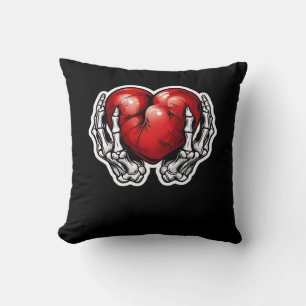 Skeleton Hands Hearts Cute Halloween Retro Throw Pillow