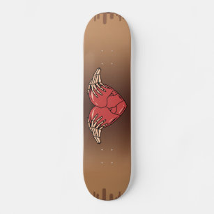 Skeleton Hands Holding Broken Heart Gothic Love Skateboard