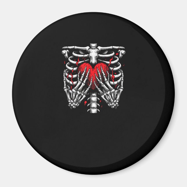 Skeleton Hands Holding Heart Halloween Costume Fun Magnet (Front)