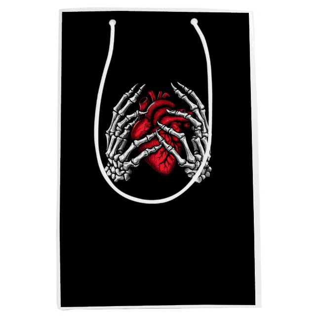 Skeleton Hands Holding Heart Halloween Costume  Medium Gift Bag (Front)