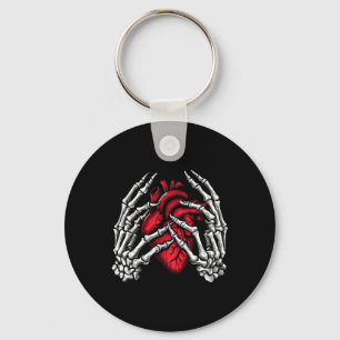 Skeleton Hands Holding Heart Halloween Costume Wom Keychain