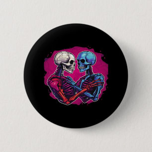 Skeleton Hands Holding Heart Retro Tattoo Style 2 Inch Round Button