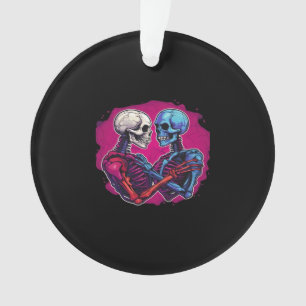 Skeleton Hands Holding Heart Retro Tattoo Style Ornament