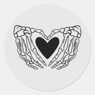 Skeleton Hands Holding Heart Sticker
