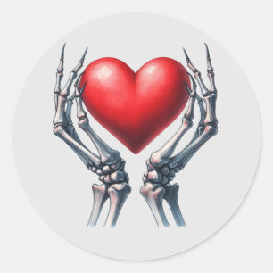 Skeleton Hands Holding Large Heart Sticker