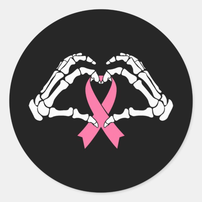 Skeleton Hands Holding Ribbon Halloween Costume Ha Classic Round Sticker (Front)