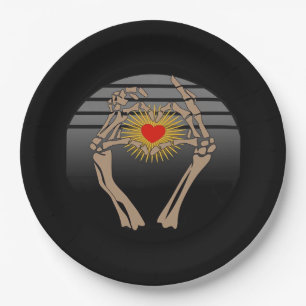 Skeleton Hands Making A Heart Classic Paper Plate
