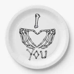 Skeleton Hands Making A Heart  Paper Plate
