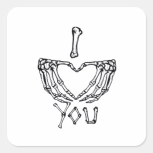 Skeleton Hands Making A Heart Square Sticker
