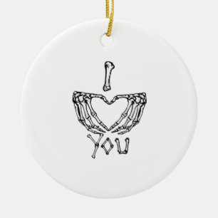 Skeleton Hands Making A Heart Subtle Expression Ceramic Ornament
