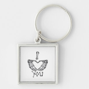 Skeleton Hands Making A Heart Subtle Expression Keychain
