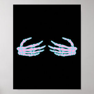 Skeleton Hands On S Breast Poster