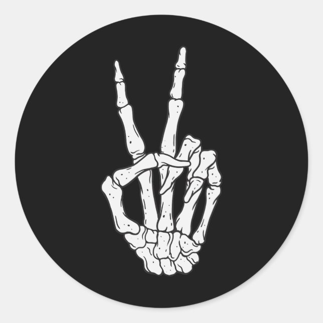 Skeleton Hands Peace Sign Love Halloween Costume  Classic Round Sticker (Front)