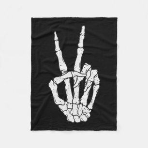 Skeleton Hands Peace Sign Love Halloween Costume Fleece Blanket