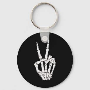 Skeleton Hands Peace Sign Love Halloween Costume Keychain