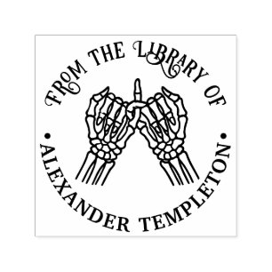 Skeleton Hands Pinky Swear #1P Library Book Name Self-inking Stamp